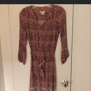 Lucky Brand (XS) - Red Paisley Dress